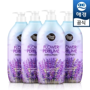 애경 샤워메이트 퍼플 플라워 퍼퓸 바디워시 라벤더&라일락 900ml (4개)