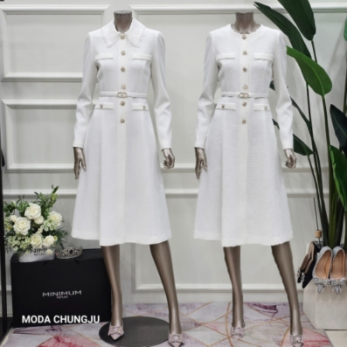 자수 카라넥 A라인 원피스 MMXDAWO9130CJ