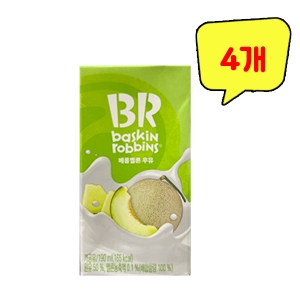 비알코리아 베스킨라빈스 메롱멜론 우유 190ml (4개)_이미지