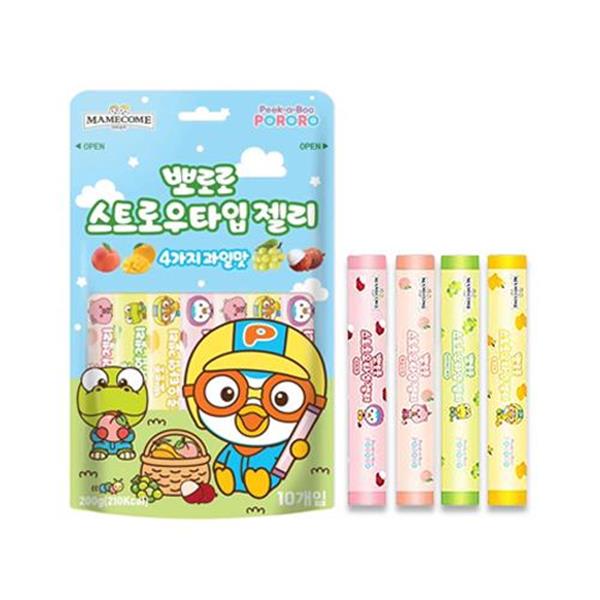 뽀로로 스트로우타입 젤리스틱 4가지 과일맛 200g