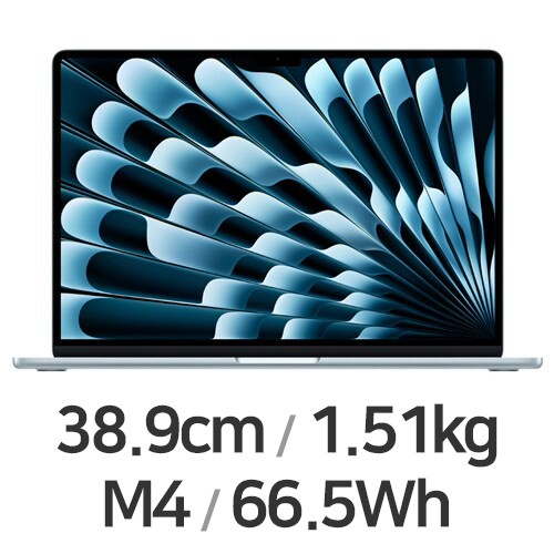 APPLE 맥북에어15 M4 10코어 CPU, 10코어 GPU 스카이 (램32GB, SSD 1TB)