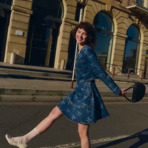 사틴 P 리본 워싱 데님 자켓 S251B155