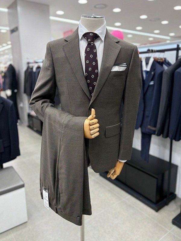 트루젠 남자 가을겨울 울 60% 다크 베이지 면접 예복 혼주 빅사이즈 정장 수트 양복 세트_JK 2937228_이미지