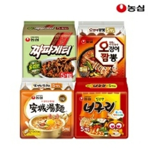농심 짜파게티5개 + 오징어짬뽕5개 + 안성탕면5개 + 너구리5개