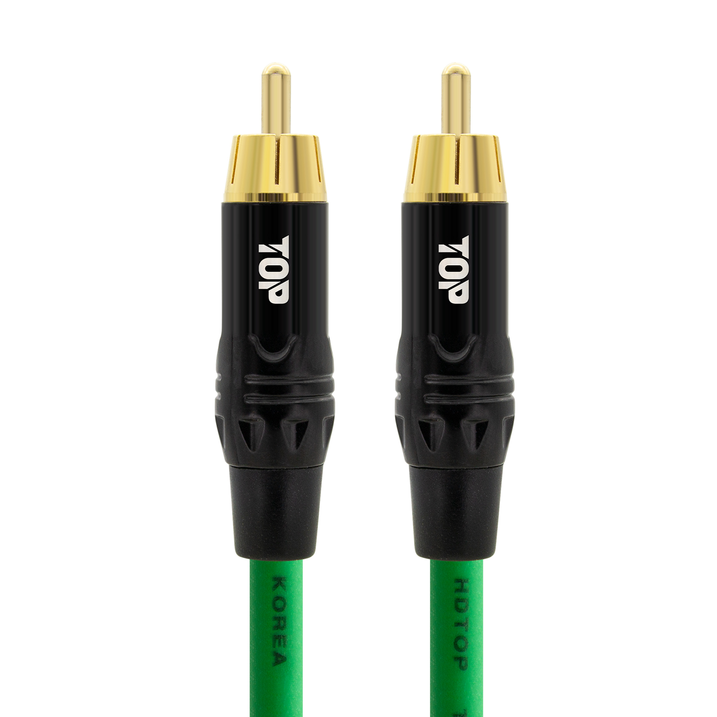 탑라인에이치디 HDTOP RCA to RCA 오디오 케이블 블랙그린 (1m, HT-TP6672)_이미지