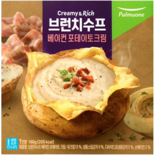 풀무원 브런치수프 베이컨 포테이토 크림 180g (2개)