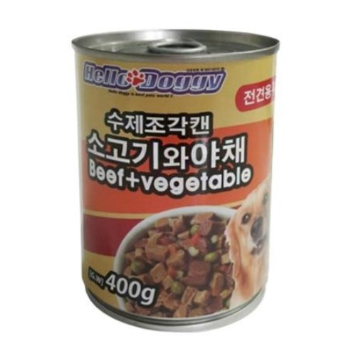 헬로도기 수제조각캔 소고기와야채 400g