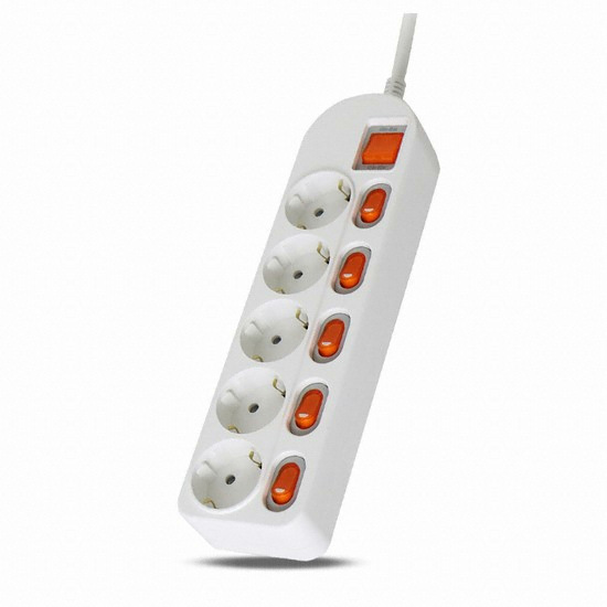 5구 16A 메인 개별스위치 멀티탭 화이트