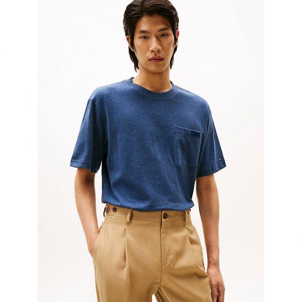 타미힐피거 릴렉스드 저지 크루넥 티셔츠 헤더드 블루 MW0MW40410DZ0_이미지