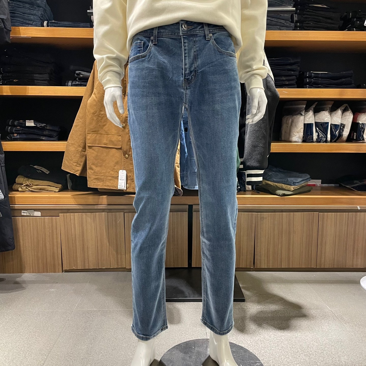 닉스 남성 사계절 봄 가을 면폴리 스판 28 30 32 34 36 데일리 일자핏 청바지 F-NBR-DDS121ibm 인디고 블루 미디움 78 30_이미지