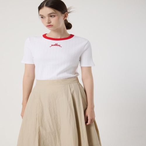 씨씨콜렉트 C252PSM053_넥 배색라인 하프슬리브 티셔츠_이미지