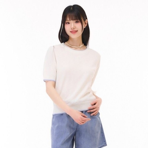 체이스컬트 여성 크루넥 팁배색 스웨터-EBRG5675D01_이미지