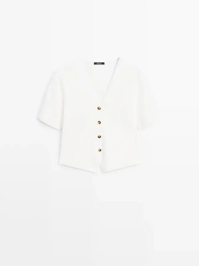 마시모두띠 버튼 반팔 가디건 Weiss 5728530_이미지