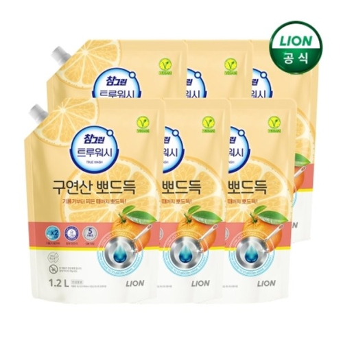 참그린 트루워시 구연산 뽀드득 오렌지향 리필 1.2L (6개)_이미지