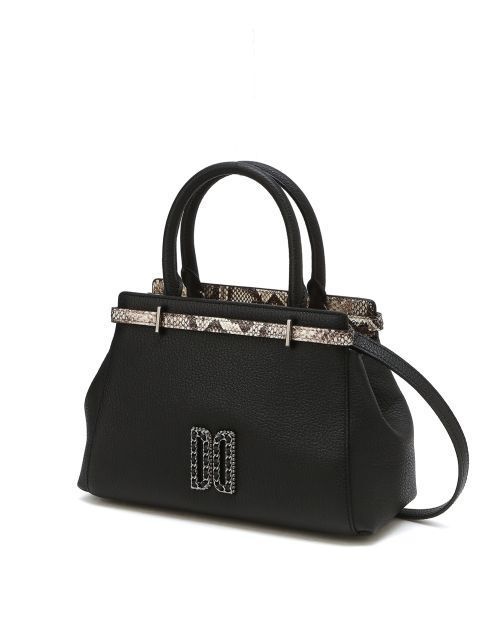  닥스 womensacc NEW DD AMBER 블랙 파이톤 배색 가죽 토트백 S DCBA4F082BK
