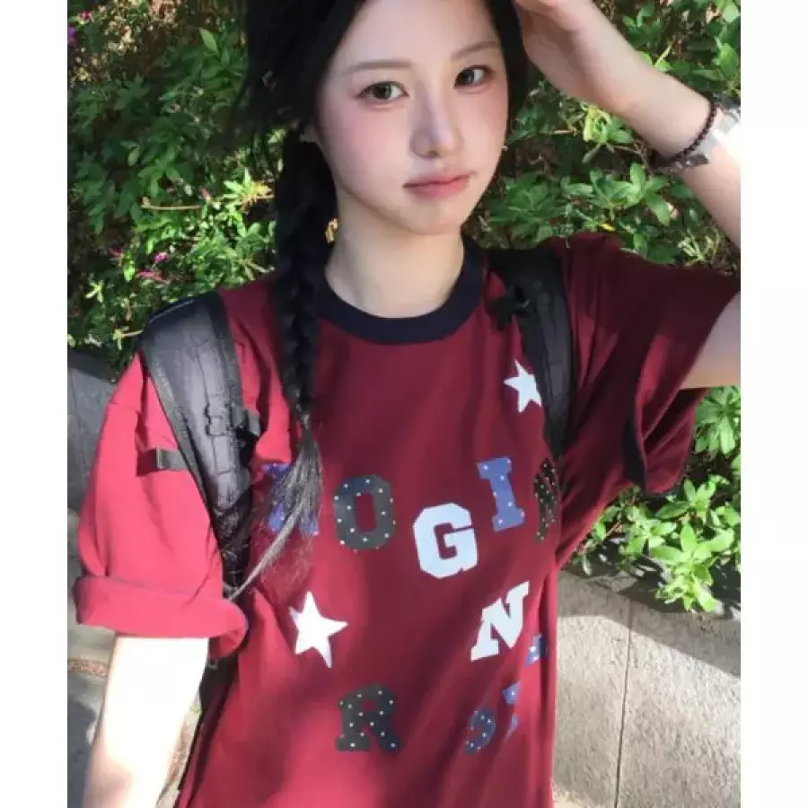 �α� ROGIN N ROSIE Logo Spell Point Starry Ringer T-shirt Wine RG_TO_034_3 150730