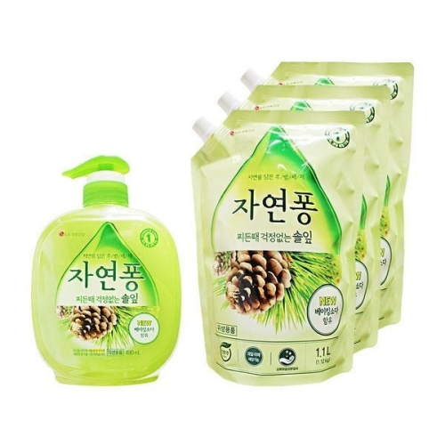 자연퐁 2X 솔잎 490ml + 리필 1.1L (본품1개+리필3개)_이미지