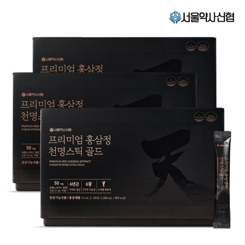 서울약사신협 프리미엄 홍삼정 천명스틱 골드 10ml 100포 (3개)