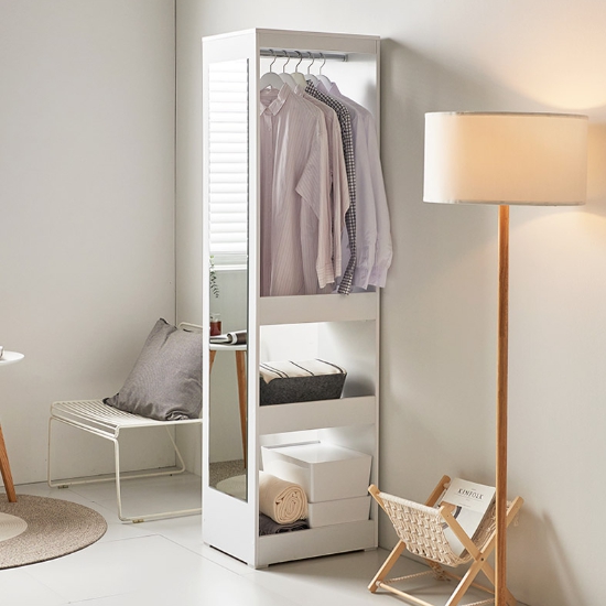 동서가구 비드가 전신거울 수납형 행거 380