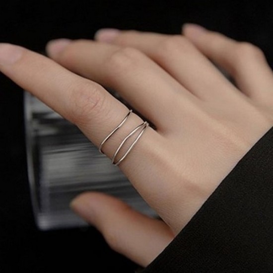 에르모사제이 웨이브 실 라인 레이어드 실버925 링반지 R050