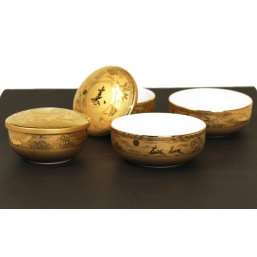 행남자기 십장생 골드 단반상기 6P