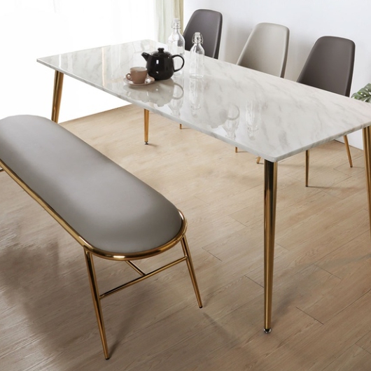 저스틴퍼니처 브런치 골드 대리석 식탁 1800 (의자3개+벤치1개)_이미지