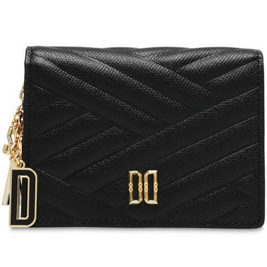 LF 닥스 퀼팅 로고 참장식 반지갑 DCWA0F218BK