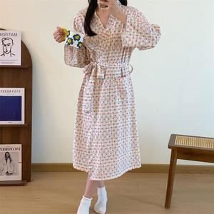 ONM 체크 하트 롱 샤워 잠옷 가운 LM-0675