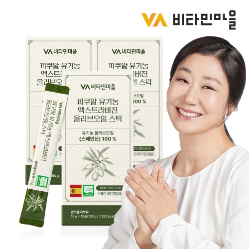 비타민마을 피쿠알 유기농 엑스트라버진 올리브오일 스틱 150g(10gx15포) (3개)