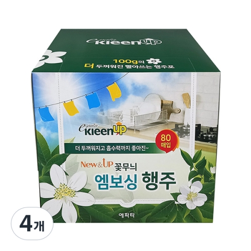 에파타 꽃무늬 엠보싱 행주 80매 (4팩)_이미지