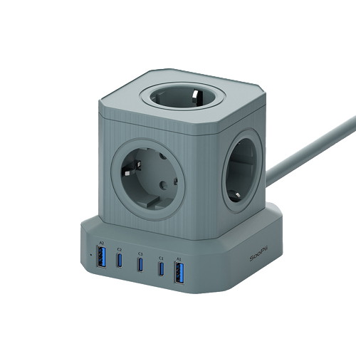 Soopii 5구 16A 메인스위치 65W USB 큐브멀티탭 CPS01