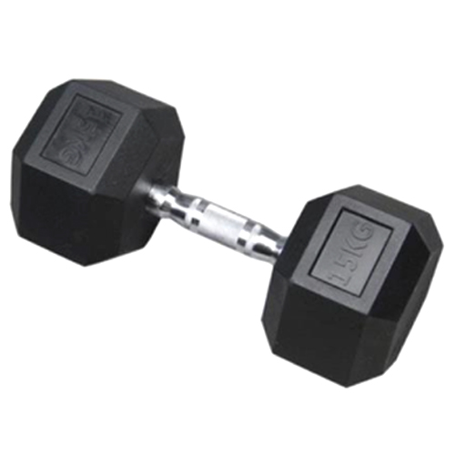 플러그피트니스 육각 고무덤벨 (15kg, 1개)_이미지