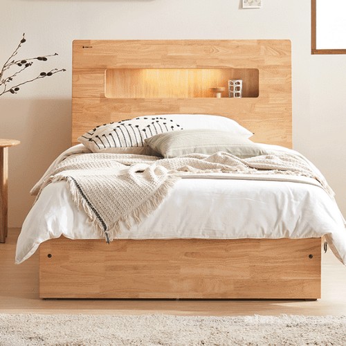 핀란디아 루나 원목 수납 LED침대 SS (드림온24독립)_이미지