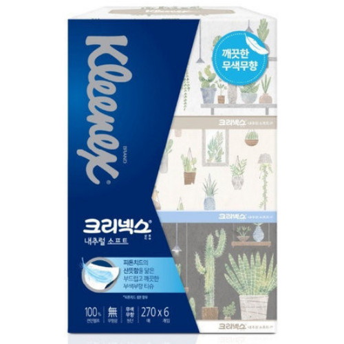  크리넥스 내추럴 소프트 미용티슈 270매 (6입) [1팩(6입)] 상품이미지