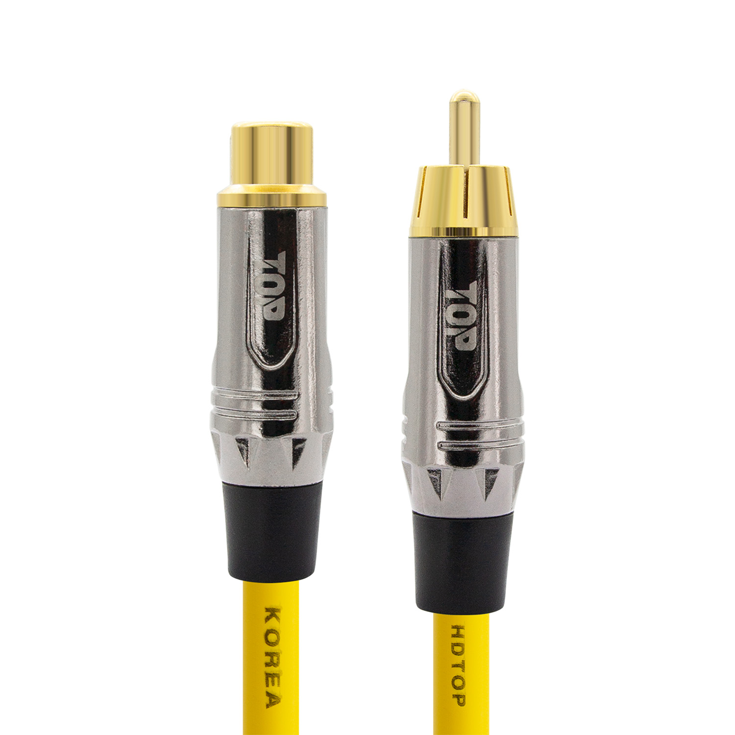탑라인에이치디 HDTOP 메탈 RCA 암 to 수 연장 오디오 케이블 옐로우 (1.5m, HT-TP5055)_이미지