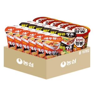 컵라면 소컵 18입 새우탕6입+튀김우동6입+오징어짬뽕6입