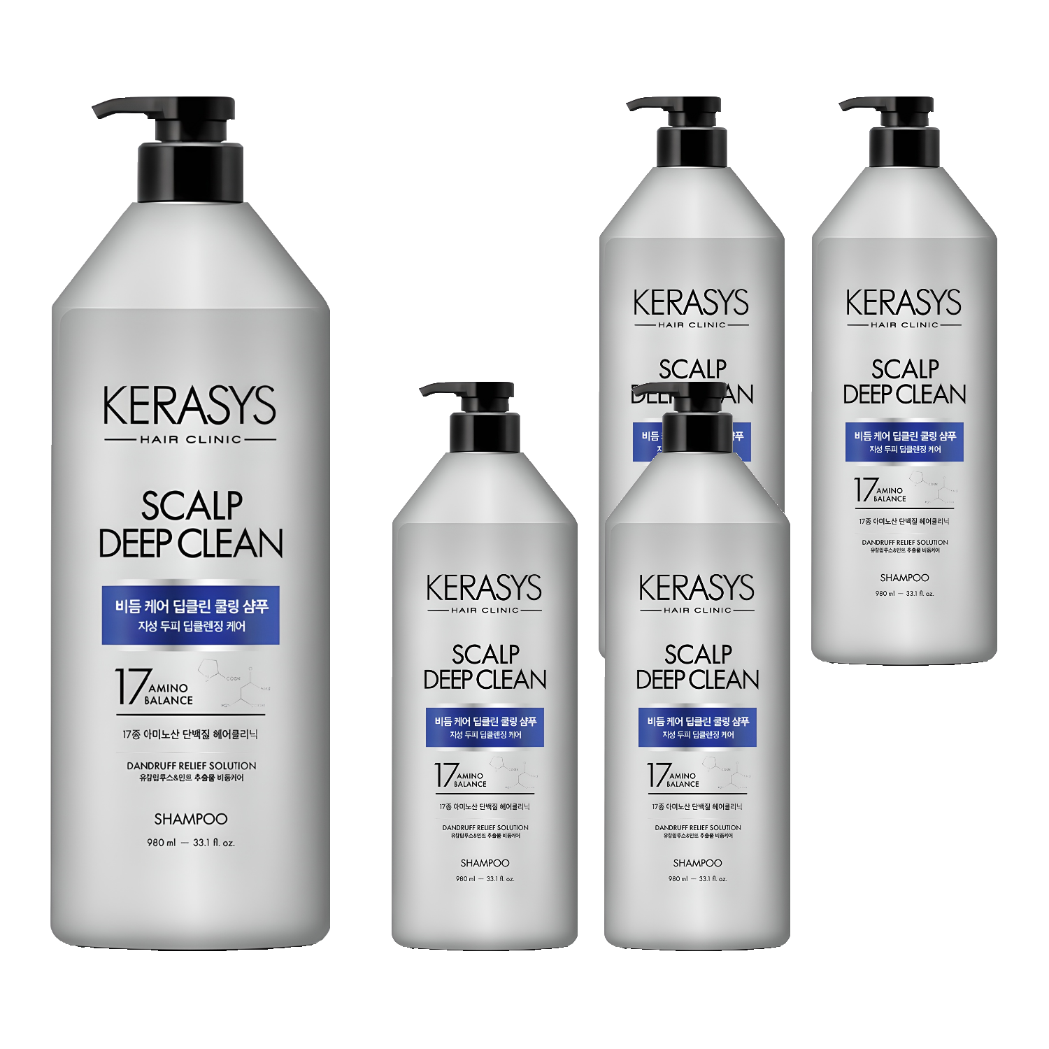 케라시스 비듬케어 딥클린 쿨링 단백질 샴푸 980ml (5개)_이미지