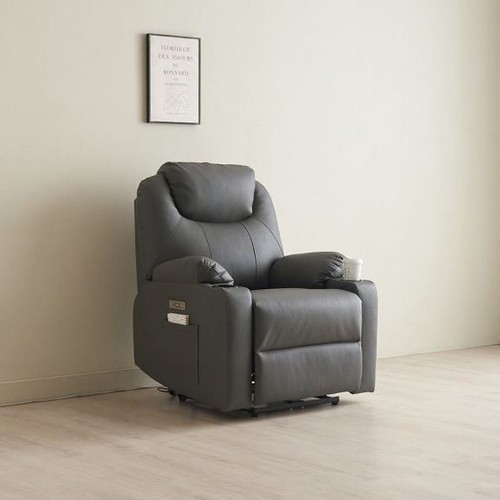 에보니아 이모션 컵홀더 에어레더 가죽 리클라이너 1인용_이미지