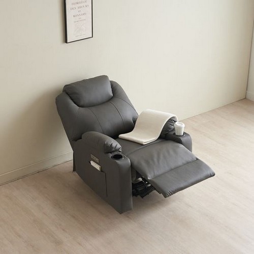 에보니아 이모션 컵홀더 에어레더 가죽 리클라이너 1인용_이미지