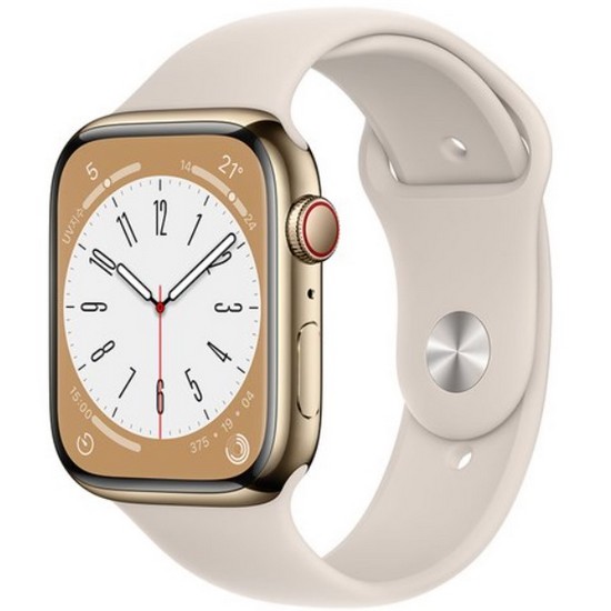 APPLE 워치 시리즈8 45mm Cellular 골드 스테인리스 스틸 (스포츠밴드)_이미지