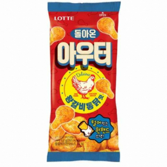 롯데웰푸드 돌아온 아우터 왕갈비통닭맛 52g (20개)