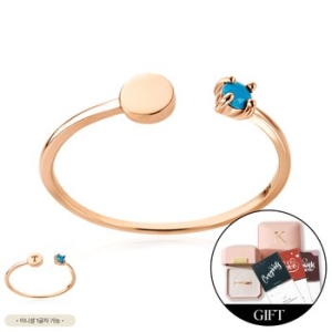 비앤비골드 14K 원형 큐빅볼 각인 탄생석 커스텀 오픈 반지 NPR41940