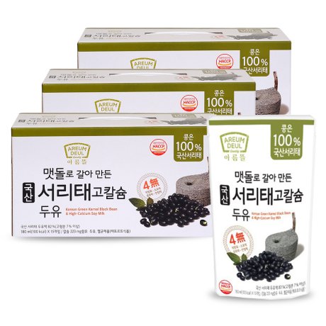논산딸기랜드 아름뜰 맷돌로 갈아 만든 국산 서리태 고칼슘 <b>두유</b> 180ml