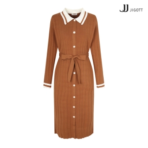  JJ지고트 배색 카라 골지 니트 원피스_GJ9P1KT96 상품이미지