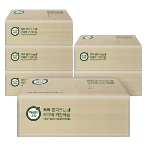깨끗한나라 톡톡 뽑아쓰는 무표백 키친타월 100매 (12팩)_이미지