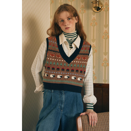 자카드 패턴 니트 베스트 BAKV50361