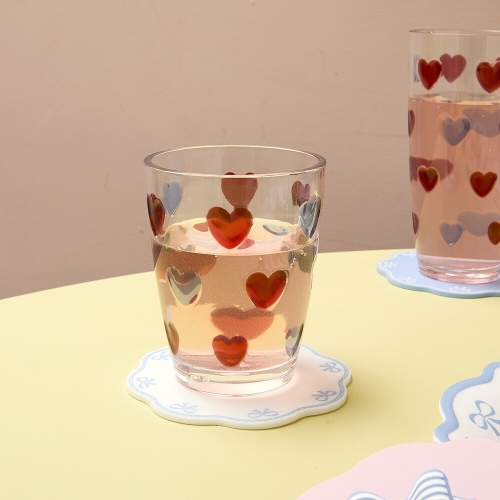엠에이치앤코 모던하우스 로맨틱체리 아크릴 하트 엠보 컵 340ml