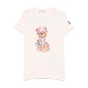 몽클레르 TEDDY BEAR MOTIF COTTON T SHIRT rosa e viola 8C0000589AUM 529 ROSA