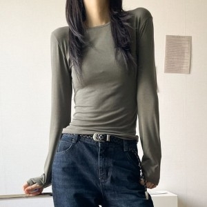 아이우먼 라운드스판핑거홀티셔츠 NOV270M510 빅사이즈_이미지