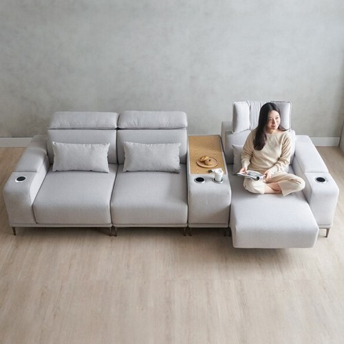 에보니아 미노 기본형 모션 패브릭 소파 4인용 (홈바형)_이미지